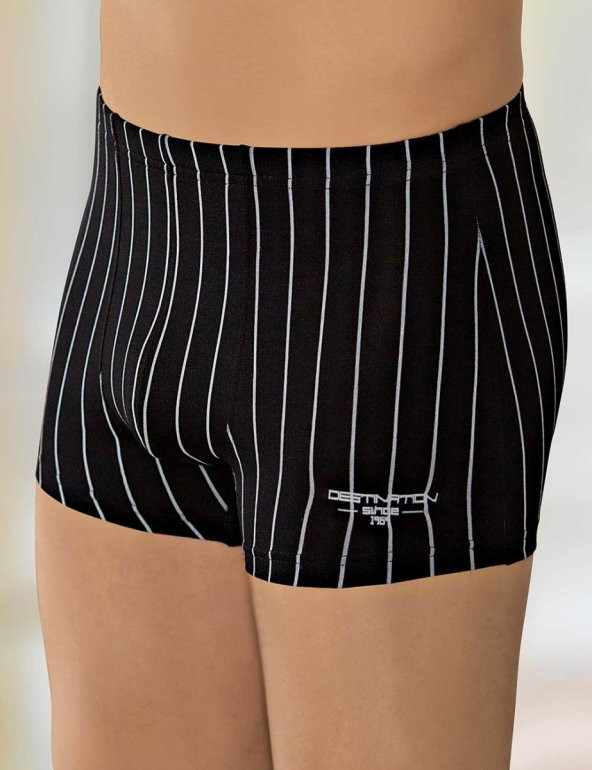 Trair Likralı Modal Çizgili Erkek Boxer Siyah ME122 - 2
