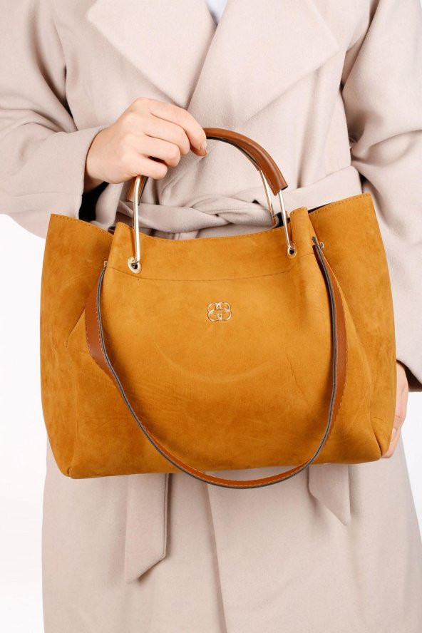 Soobepark Elisa Kadın Süet Omuz Çantası Hardal - 2