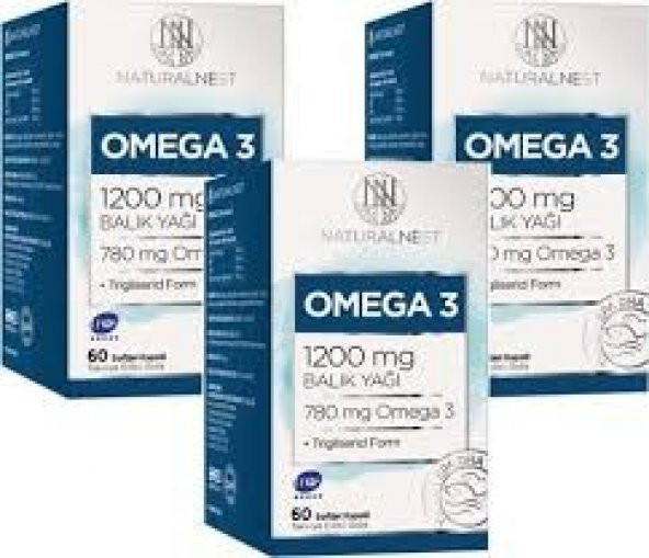 NaturalNest Omega 3 Takviye Gıda Balık Yağı 1200 mg 60 Kapsül 3 Kutu