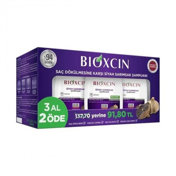 Bioxcin Saç Dökülmesine Karşı Siyah Sarımsak Şampuanı 3 Al  2 Öde-(SKT: 12 M)