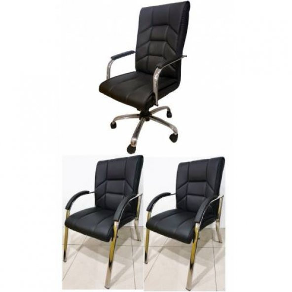 Risus Makam Müdür Koltuğu ve 2 Adet Misafir Koltuğu Müdür Koltuk Takımı Ofis Büro Koltuğu Koltuk
