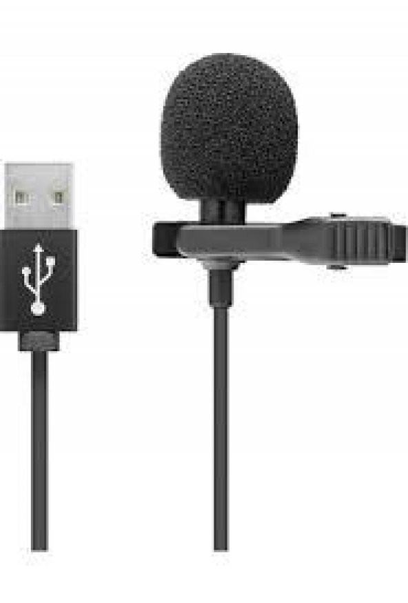 Yaka Mikrofonu Taşınabilir Profesyonel Ses Kayıt USB 1.5 m Kablo