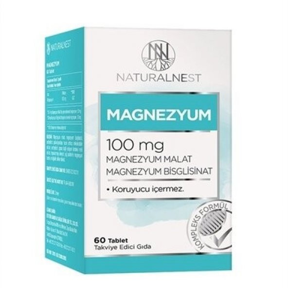 NaturalNest Magnezyum Takviye Edici Gıda 60 Tablet 100mg