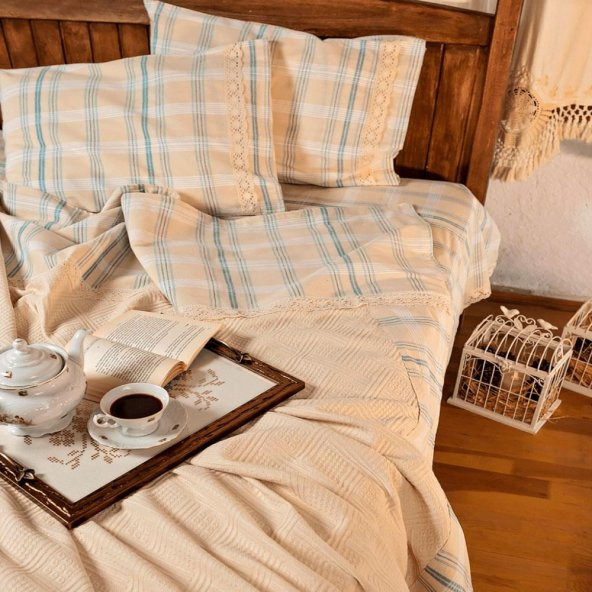 Çift Kişilik Pike Takımı/Seti Natural Buldan Cotton/ Pamuk  Sade  Kalın Yumuşak 2 Yastık Kılıflı - 2