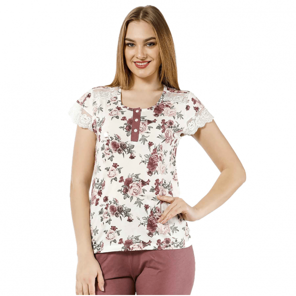 Bermuda Pijama Takımı Çiçek (M) - 2