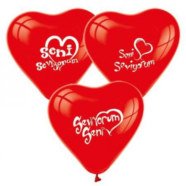 Seni Seviyorum Baskılı Kalp Balon 12 inch 100 Adet