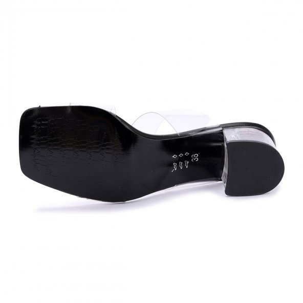 Ayakland 6470-06 Cilt Şeffaf 7 Cm Topuklu Kadın Sandalet Ayakkabı Siyah - 6