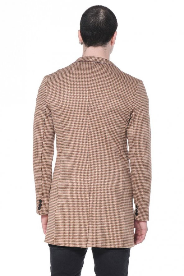 CEKMON Erkek Ekoseli Kareli Uzun İnce Astarsız Ceket - 4