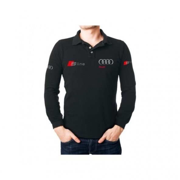 Zenbuy Audi S-Line Polo Yaka Uzun Kollu Siyah T-Shirt - 1