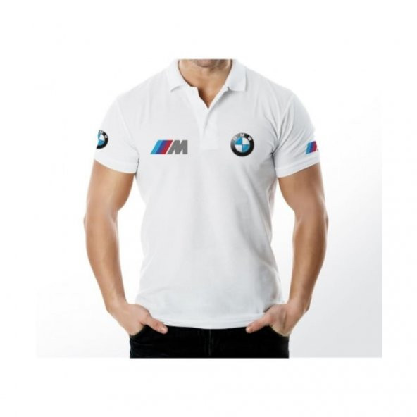 Zenbuy BMW M POWER Polo Yaka Kısa Kol Beyaz T-Shirt
