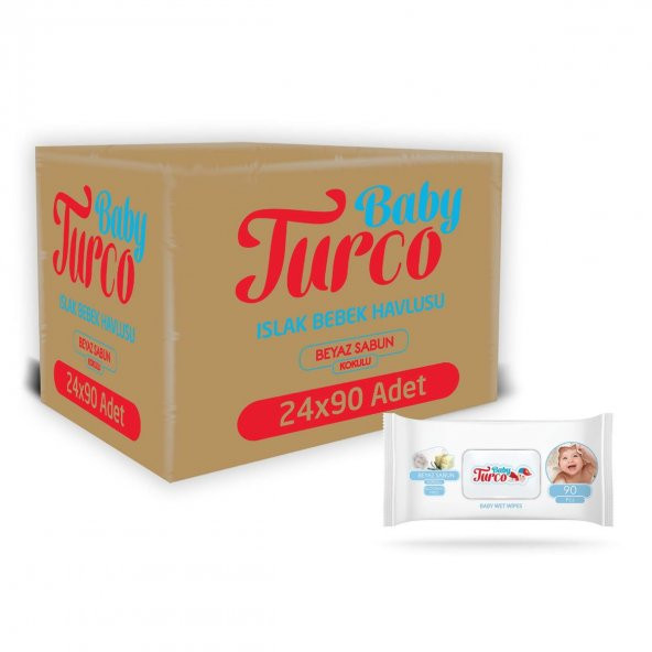 Baby Turco Beyaz Sabun Kokulu 90 Yaprak 24'lü Paket Islak Mendil