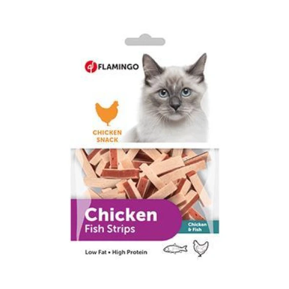 Flamingo Chicken Fish Strips Tavuklu Balıklı Sandviç Kedi Ödülü 85 gr