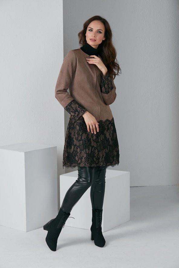 FERMUARLI DANTELLİ TRENÇKOT TABA 4009 - 4