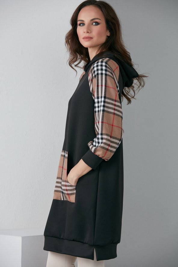 KOL CEP EKOSE GARNİLİ TESETTÜR SWEAT SİYAH 1005 - 4