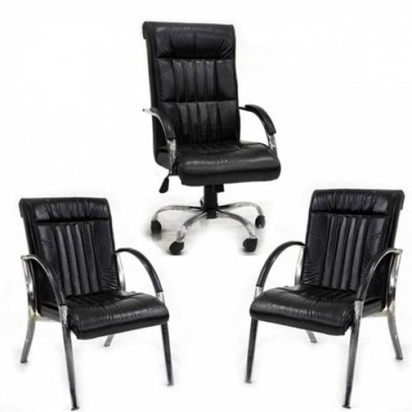 Stella Makam Müdür Koltuğu ve 2 Adet Misafir Koltuğu Müdür Koltuk Takımı Ofis,Büro Koltuğu