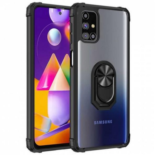 Galaxy M51 Kılıf Kenarları Renkli Antişok Şeffaf Yüzüklü - 3