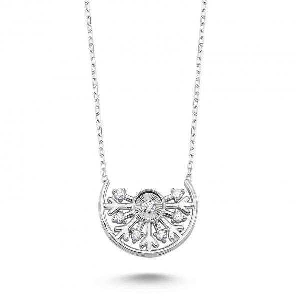 925 Ayar Gümüş Swarovski Yarım Ay Kolye