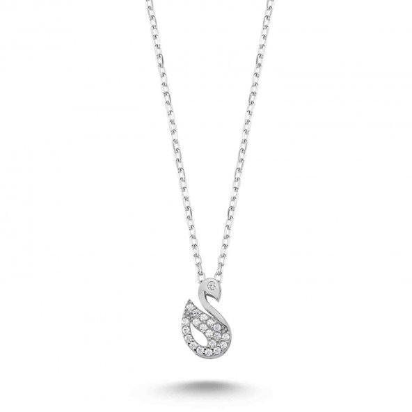 925 Ayar Gümüş Swarovski Kuğu Kolye - 1