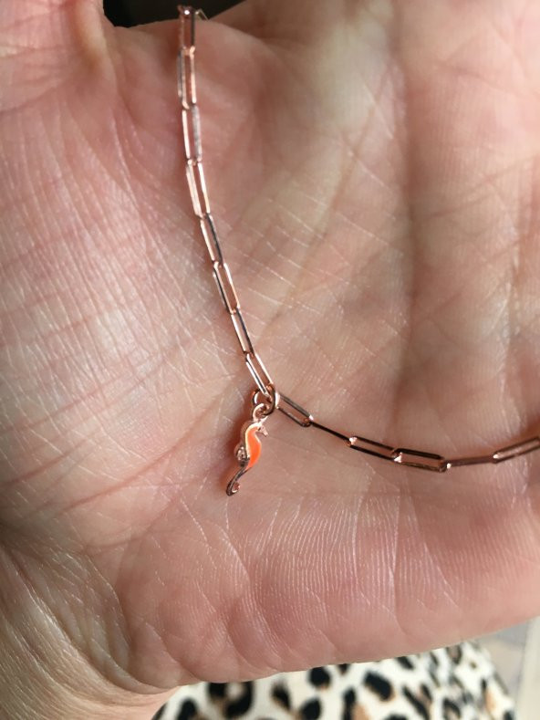 925 Ayar Gümüş Neon Flash Deniz Atı Figürlü Rose Gümüş Bileklik - 3