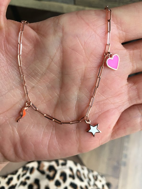 925 Ayar Gümüş Neon Flash Deniz Atı Figürlü Rose Gümüş Bileklik - 5