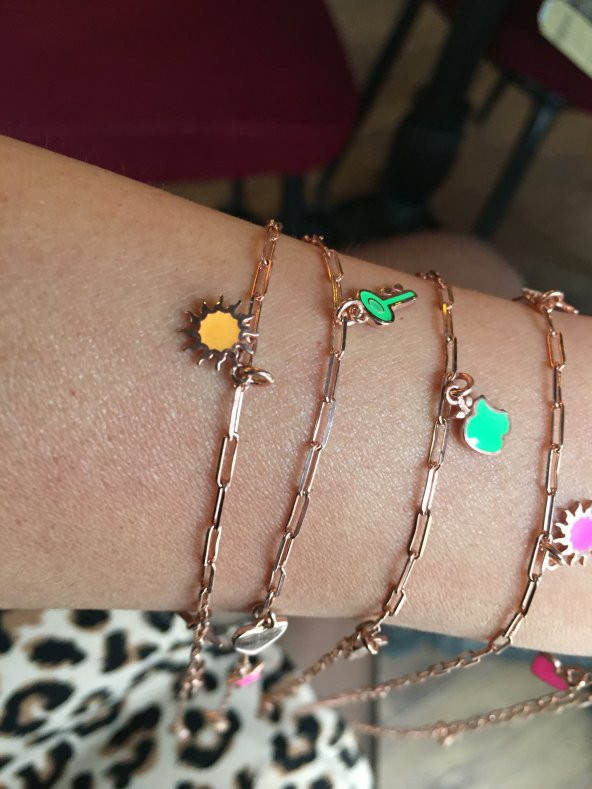 925 Ayar Gümüş Neon Flash Deniz Atı Figürlü Rose Gümüş Bileklik - 6