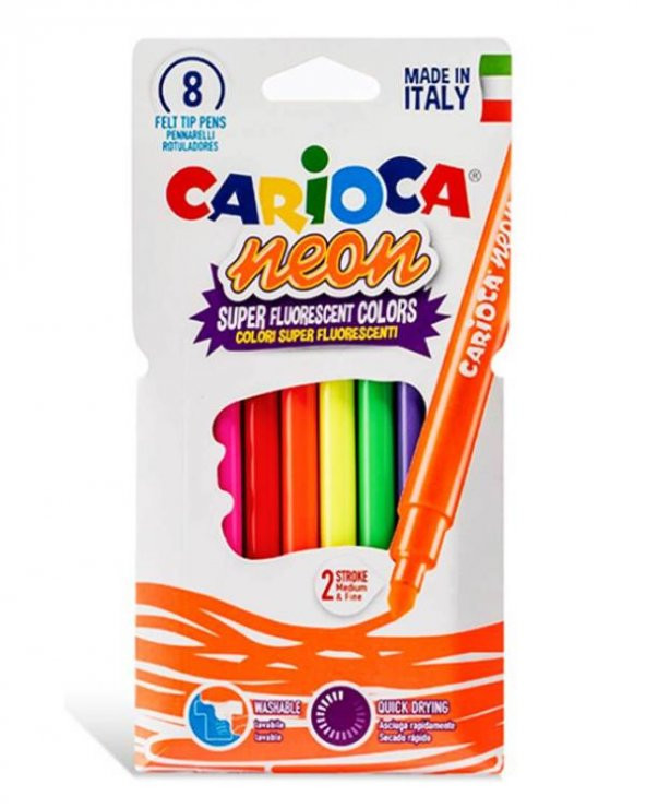 Carioca Neon Yıkanabilir Keçeli Boya Kalemi 8 Renk