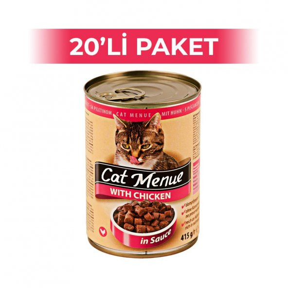 Cat Menue Tavuklu Kedi Konserve Maması 415 gr (20 adet)
