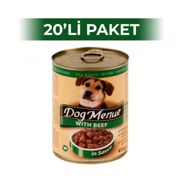Dog Menue Biftekli Konserve Köpek Maması 415 gr 20 Adet