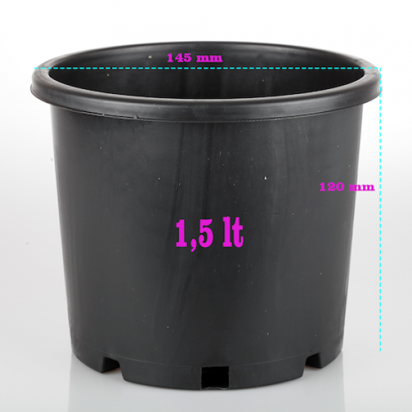 (10 ADET) 1,5 lt SİYAH  ÇİÇEK ÇOĞALTMA SAKSISI SERT  KALİTELİ