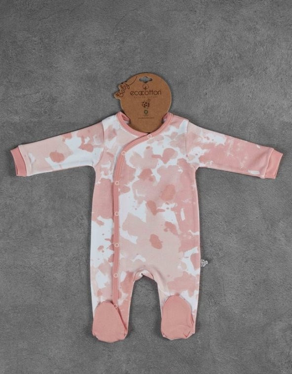 Ecocotton Organik Pamuk  Baskılı Bebek Tulum - Turna Somon - 3