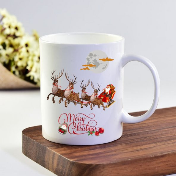eKUPAM Noel Baba Ve Geyikler Kupa Bardak - 0216