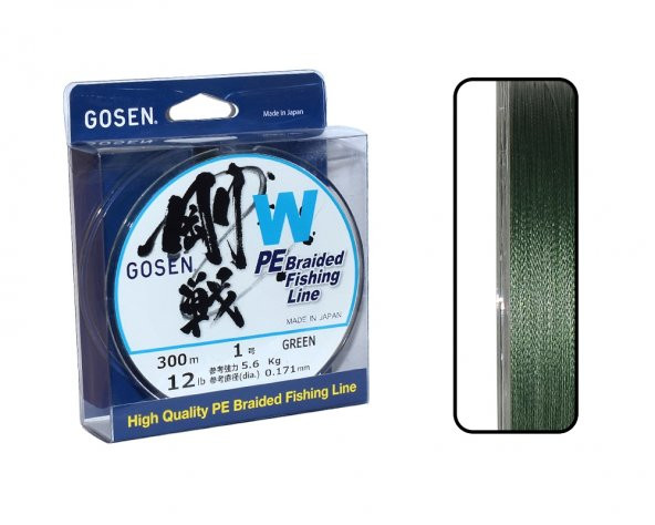 Gosen W4 İp Misina 300m Yeşil PE 1.0 0.17mm 12lb/5.6kg - 2