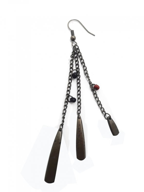 Otantik Eskitme Boncuklu Sallantı  Küpe