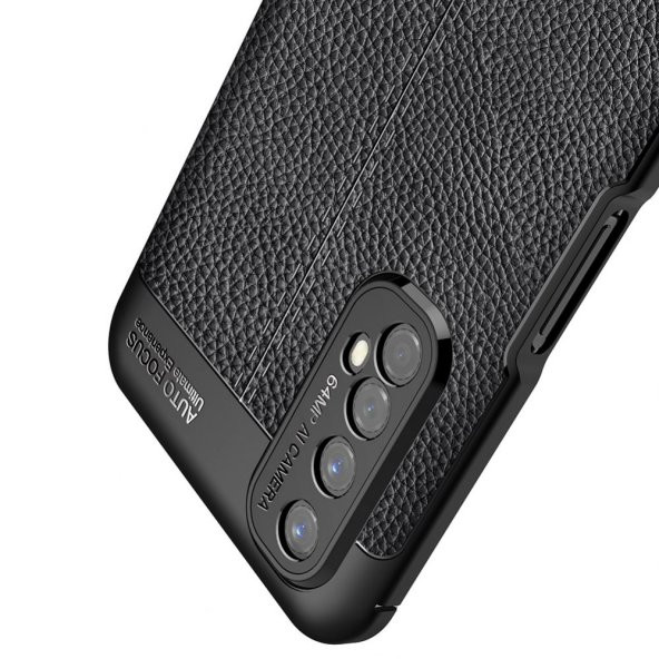 KNY Realme 7 Kılıf Deri Desenli Lux Niss Silikon Lacivert - 2