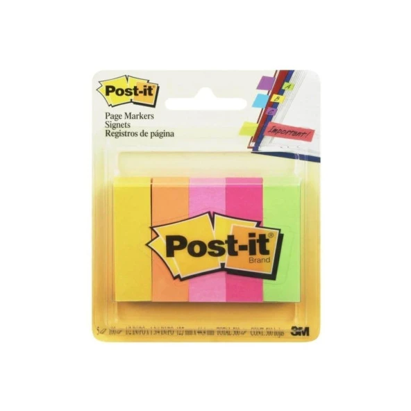Post-it İndeks 100 Yaprak 15x50 Fosforlu 5 Renk 670-5