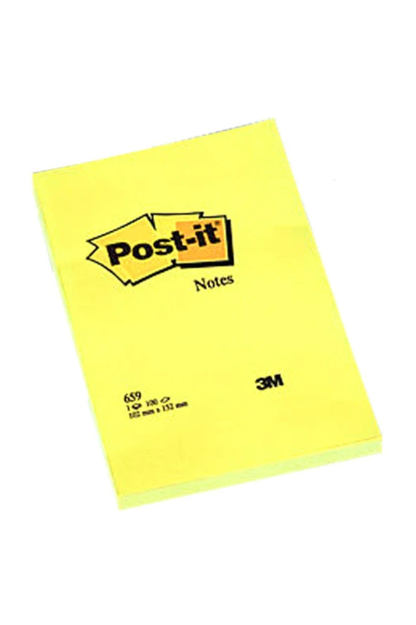 Post-it Yapışkanlı Not Kağıdı Büyük Boy Çizgisiz 100 Yaprak 102x152 Sarı 659