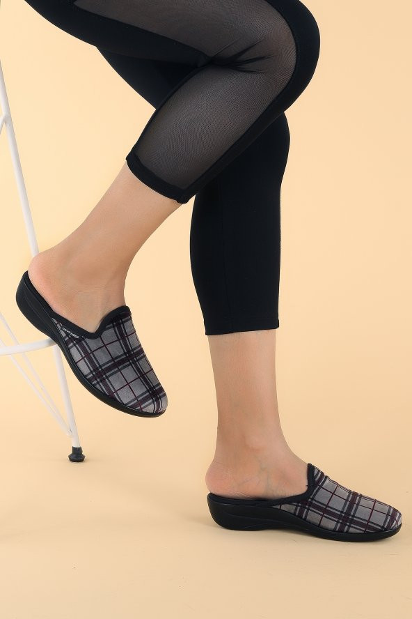 Ceyo Ramona -9 Günlük Kışlık Anatomik Ev İçi Kadın Süet Terlik Gri - 3