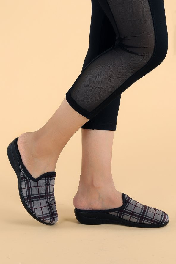 Ceyo Ramona -9 Günlük Kışlık Anatomik Ev İçi Kadın Süet Terlik Gri - 5