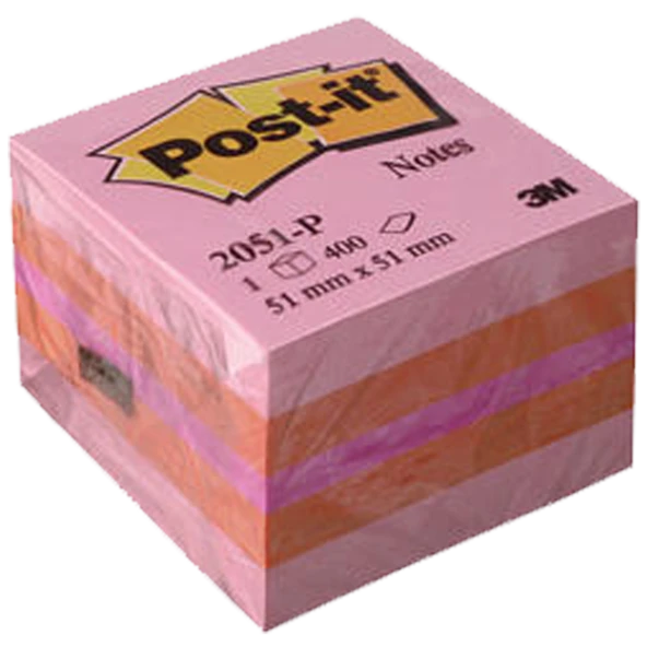 Post-it® Yapışkanlı Not Kağıdı 400 Yaprak Mini Küp - Pembe Tonları (52 x 52mm)