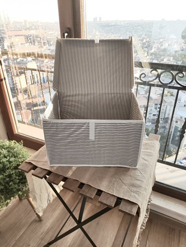 4 Adet - Kapaklı Çok Amaçlı ( Çamaşır-Saklama-Düzenleme vb) Hurç, Kutu - 40x30x26 - Mini Kutu - Gri - 2