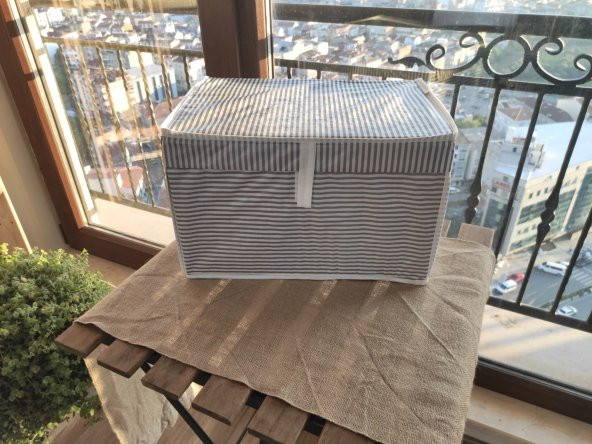 4 Adet - Kapaklı Çok Amaçlı ( Çamaşır-Saklama-Düzenleme vb) Hurç, Kutu - 40x30x26 - Mini Kutu - Gri - 3