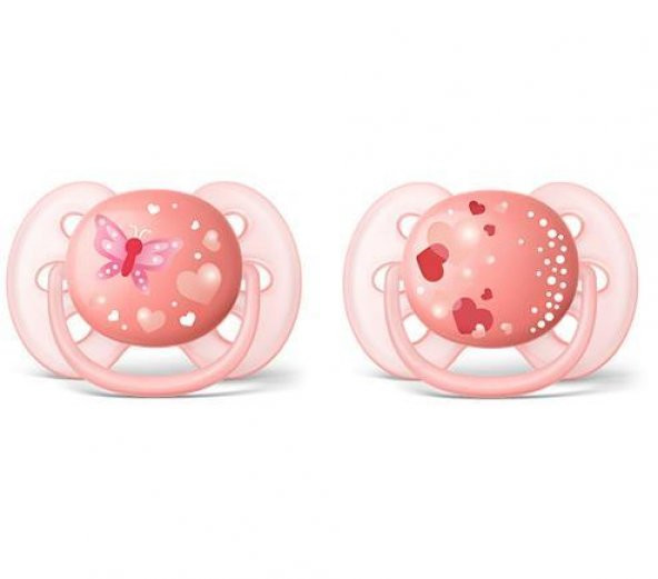 Philips Avent Ultra Soft 2li Silikon Emzik Kız Desenli 6-18 Ay