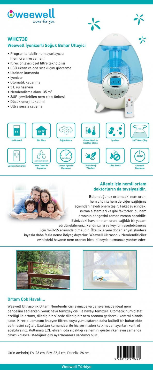 Weewell WHC730 İyonizerli Soğuk Buhar Makinesi - 2
