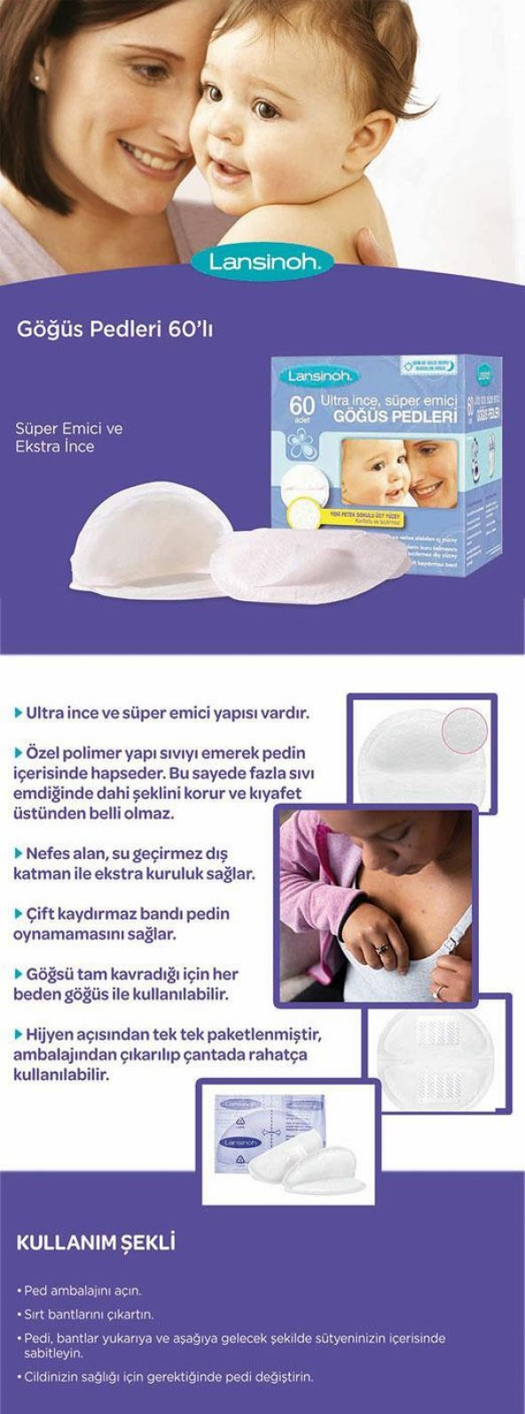 Lansinoh Ultra İnce Göğüs Pedi 60 lı - 2