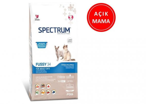 Spectrum Fussy 34 İştah Açıcı Balıklı Kedi Maması 1 Kg AÇIK