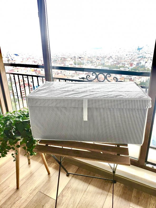 2 Adet - Kapaklı Çok Amaçlı(Çamaşır-Saklama-Düzenleme vb) Hurç, Kutu 70x40x30 - Mega Plus Kutu - Gri - 2