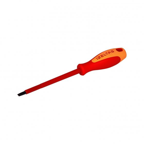 Izeltaş Elektrikçi Izoleli Düz Uçlu Tornavida, 1000 V, Sarı/Kırmızı, 4 X 100 Mm