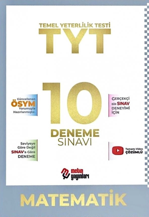 TYT Matematik 10 Deneme Sınavı Metin Yayınları - 1