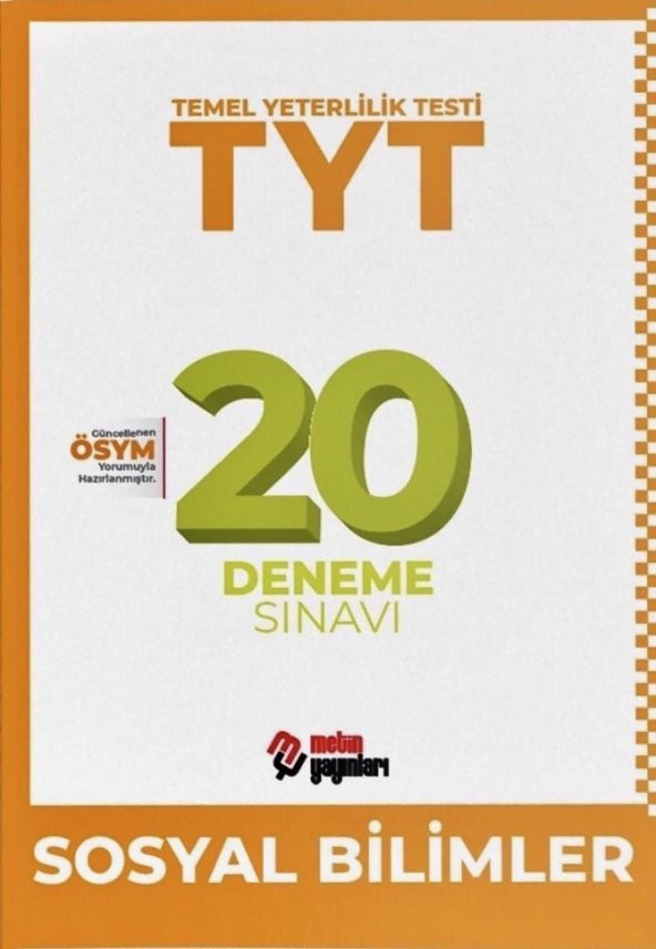 TYT Sosyal Bilimler 20 Deneme Sınavı Metin Yayınları