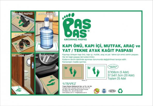 Araç ve Yat-Tekne Kağıt Kaydırmaz Paspas 25'li Oto Paspas - 2